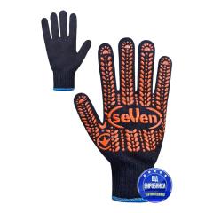 Фото Рукавички Seven трикотажні чорні з ПВХ-крапкою 12 розмір...  - Магазин MASMART