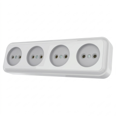 Фото Розетка чотиримісна без заземлення AWM TIMA біла  - Магазин MASMART