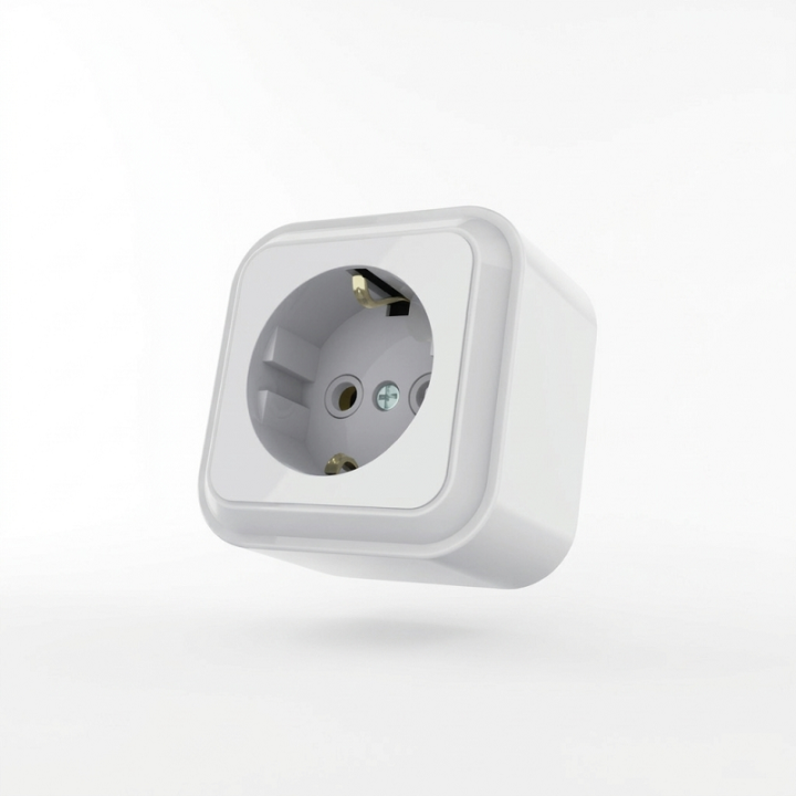 Фото Розетка одинарная с заземлением AWM TIMA белая - Магазин MASMART