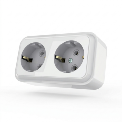 Фото Розетка подвійна із заземленням AWM TIMA біла  - Магазин MASMART