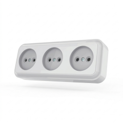 Фото Розетка тримісна без заземлення AWM TIMA біла  - Магазин MASMART