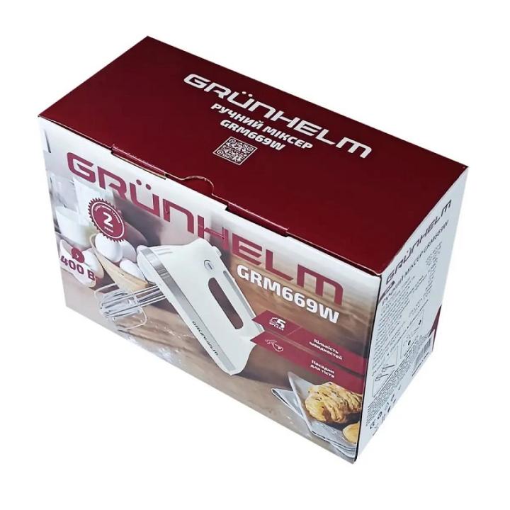 Фото Миксер ручной Grunhelm GRM669W белый  - Магазин MASMART