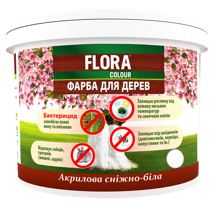 Фото Фарба захисна для дерев та кущів Flora 7,0 кг біла - Магазин MASMART