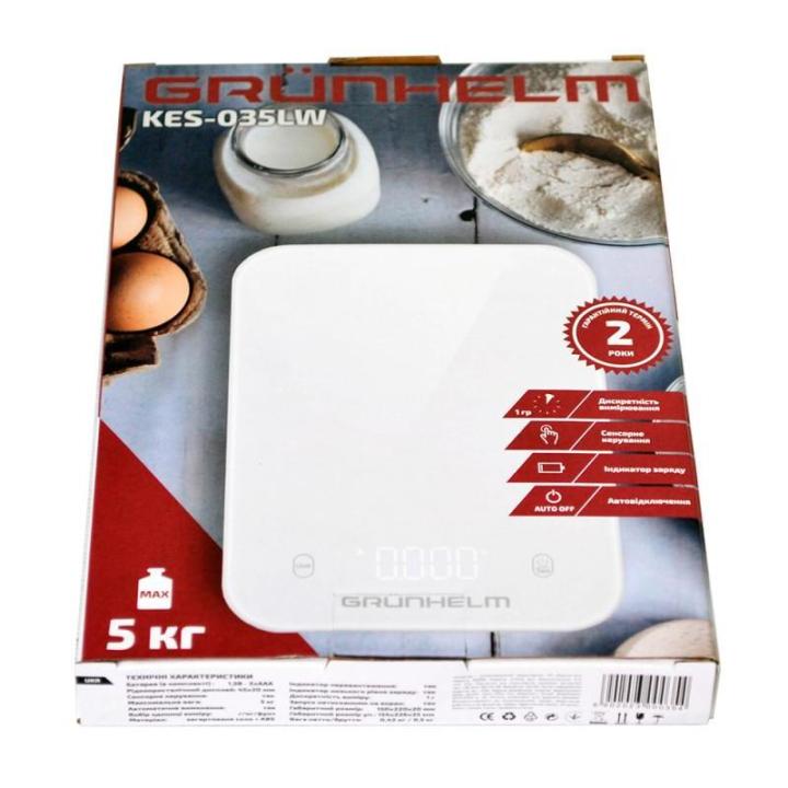 Фото Ваги кухонні Grunhelm KES-035LW дисплей LED, до 5 кг  - Магазин MASMART