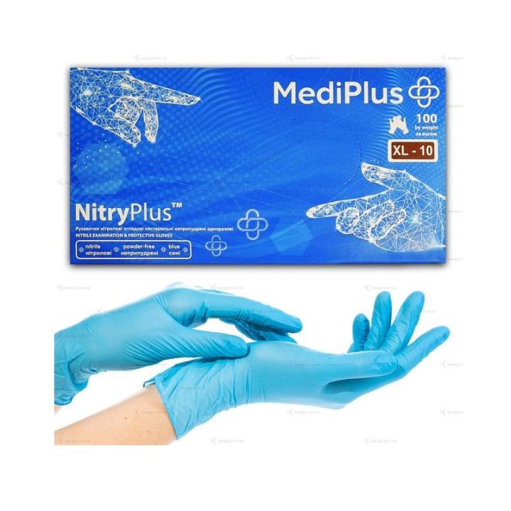 Фото Перчатки нитриловые NitryPlus Light синие XL (70102) - Магазин MASMART