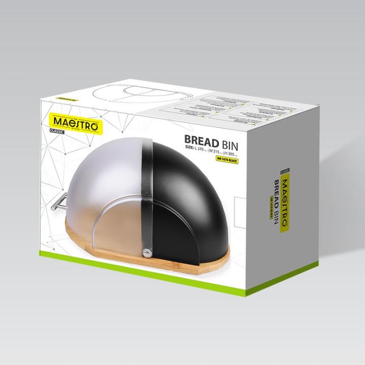 Фото Хлібниця Maestro Bread Bin 37,0х21,5х39,5 см MR-1678-BLACK  - Магазин MASMART