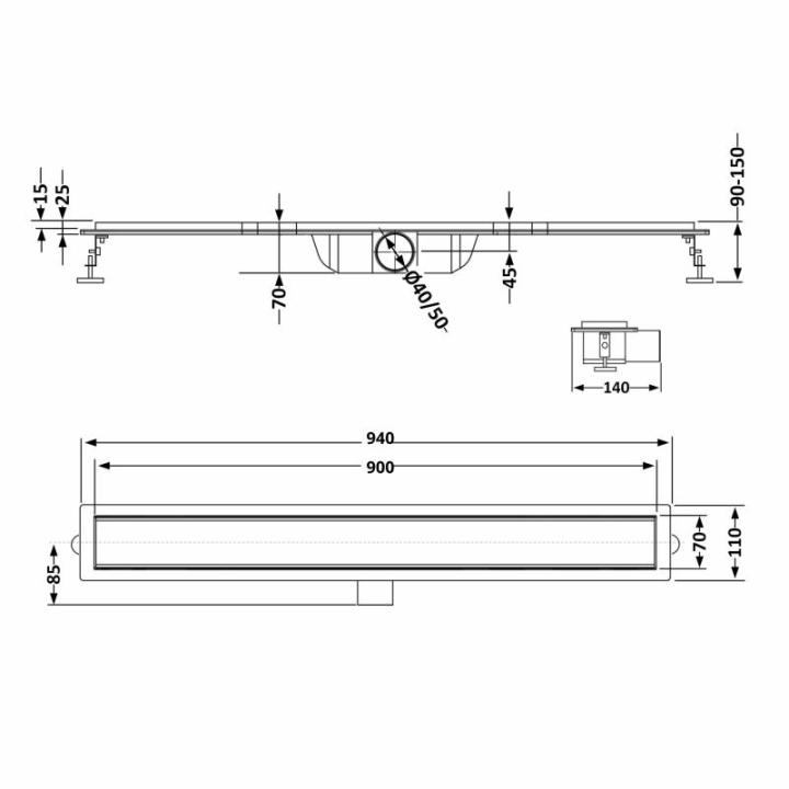 Фото Душевой трап Qtap Scorpio Tile900 поворотный сифон (48745)  - Магазин MASMART