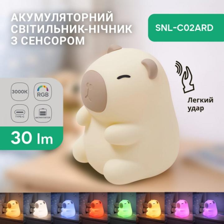 Фото Ночник силиконовый Ardero SNL-C02ARD капибара 3000К+RGB Type-C  - Магазин MASMART