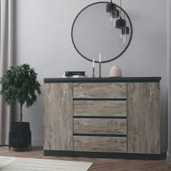 Фото Комод Мириам М4 графит/дуб клондайк 1100/1000/450  - Магазин MASMART