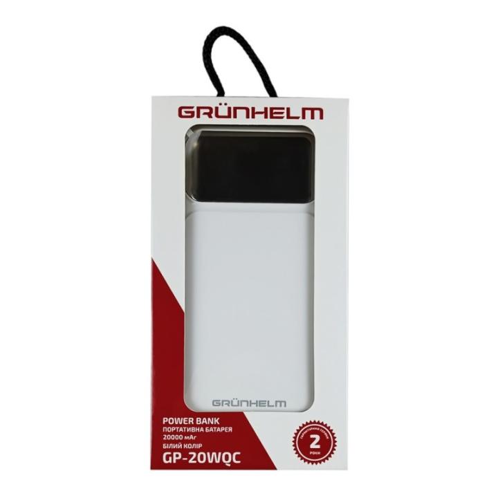 Фото Повербанк 20000 mAh Grunhelm быстрая зарядка 22.5W (GP-20WQC)  - Магазин MASMART