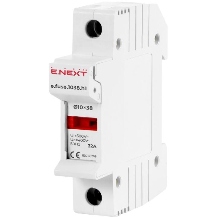 Фото Утримувач запобіжника E.Next 32А 1P e.fuse.1038.h1 10х38 - Магазин MASMART
