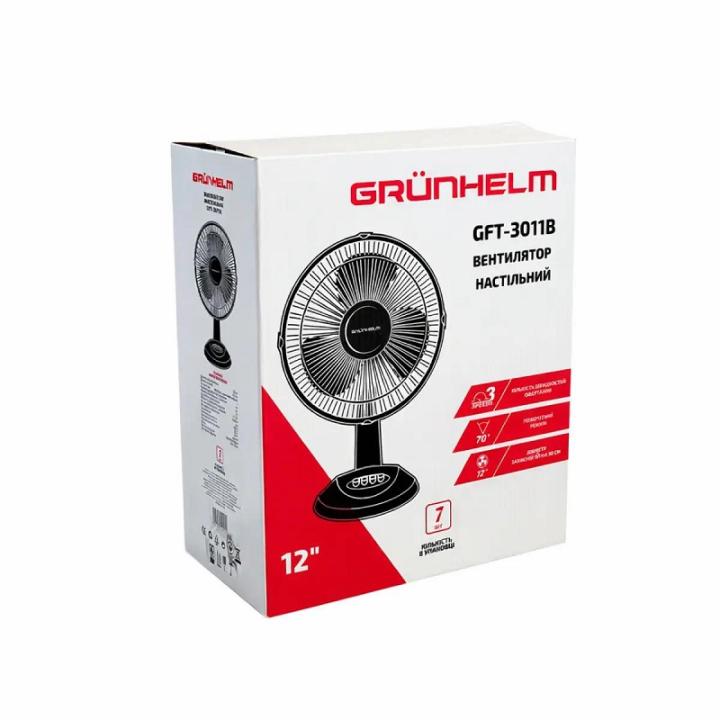 Фото Вентилятор настільний Grunhelm GFT-3011B (12 дюймів, 3 швидкості)  - Магазин MASMART