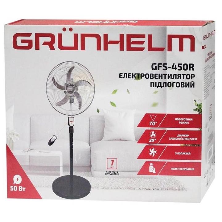 Фото Напольный вентилятор Grunhelm GFS-450R (18 дюймов, 3 скорости, 1,30м, 5 лопастей, пульт)  - Магазин MASMART