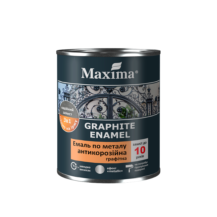 Фото Емаль антикорозійна по металу 3в1 графітна Maxima шоколадна 2,3 кг - Магазин MASMART