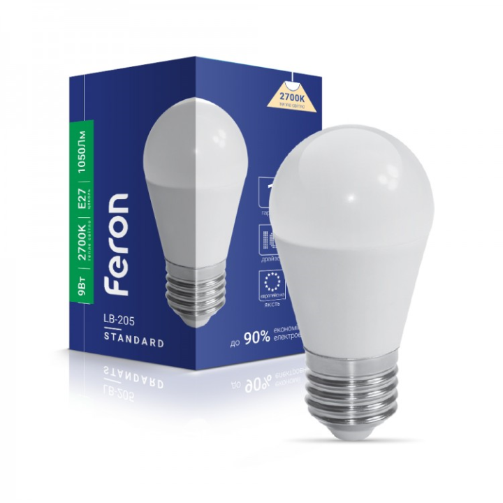 Фото Лампа LED Feron LB-205 G45 9W E27 2700K 1050Lm - Магазин MASMART