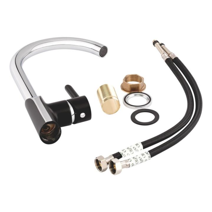 Фото Смеситель для кухни Qtap Grand CRM/Black QTGRABCR007F (33505)  - Магазин MASMART
