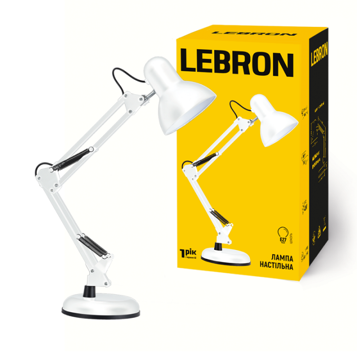 Фото Лампа настольная телескопическая LEBRON L-TL-Tel E27 40W белая 15-11-80 - Магазин MASMART