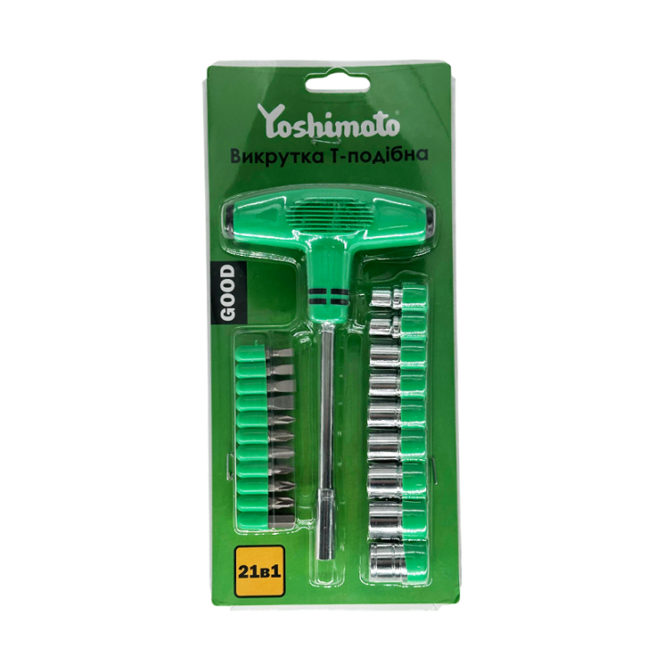 Фото Викрутка Т-подібна зі змінними насадками Yoshimoto  Y28-320 (21 в 1)  - Магазин MASMART