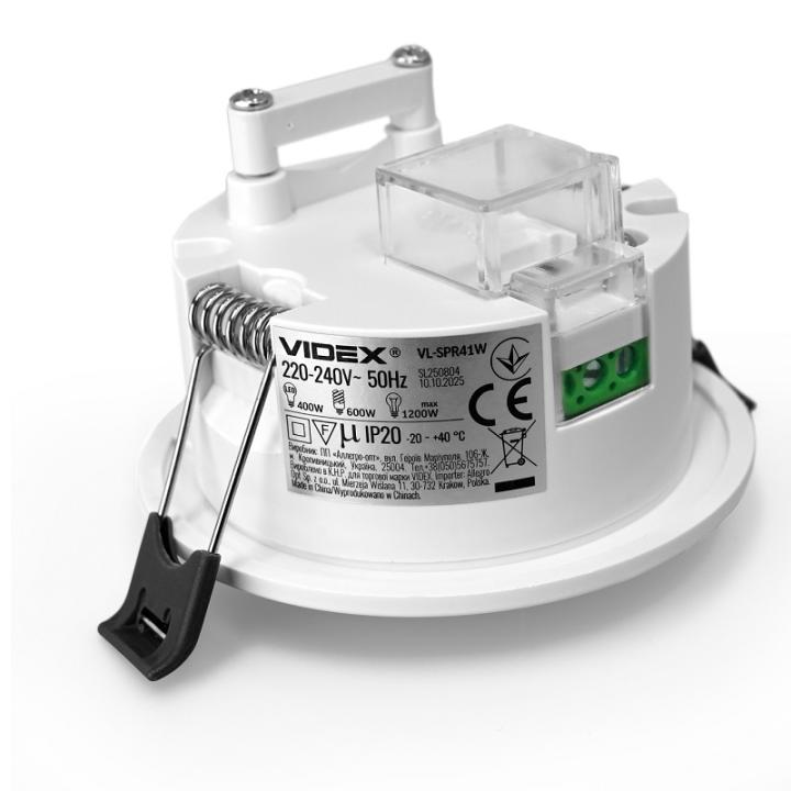 Фото Датчик движения и освещенности VIDEX VL-SPR41W 220V 1200W встроенный инфракрасный  - Магазин MASMART