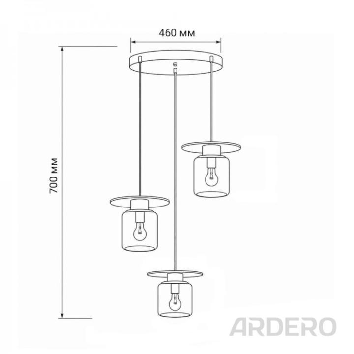 Фото Люстра Ardero ORLANDO BL1933-1 E27х3 черный  - Магазин MASMART
