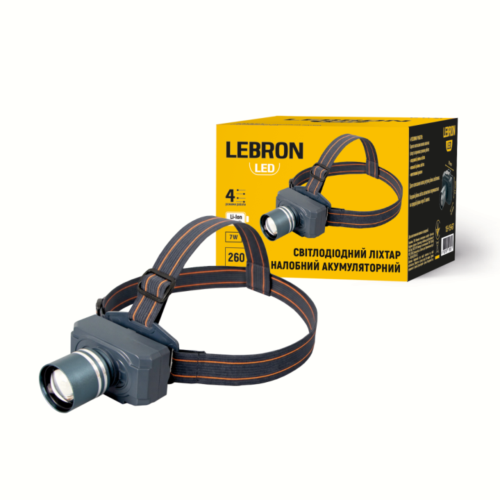 Фото Фонарь налобный LED Lebron L-HL-5106 7W Li-Ion 1200mAh Type-C/USB 15-15-67 - Магазин MASMART