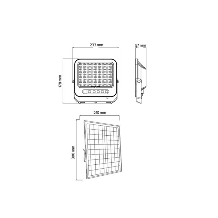 Фото Прожектор LED Horoz TIGER-100 PRO 100W 3000K/4500K/6500K IP65 з сонячною панеллю 6V/20W  - Магазин MASMART