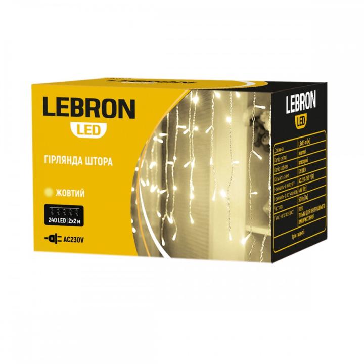 Фото Гирлянда LED Lebron Штора 2х2 м 240LED (желтый свет) 15-18-75 - Магазин MASMART