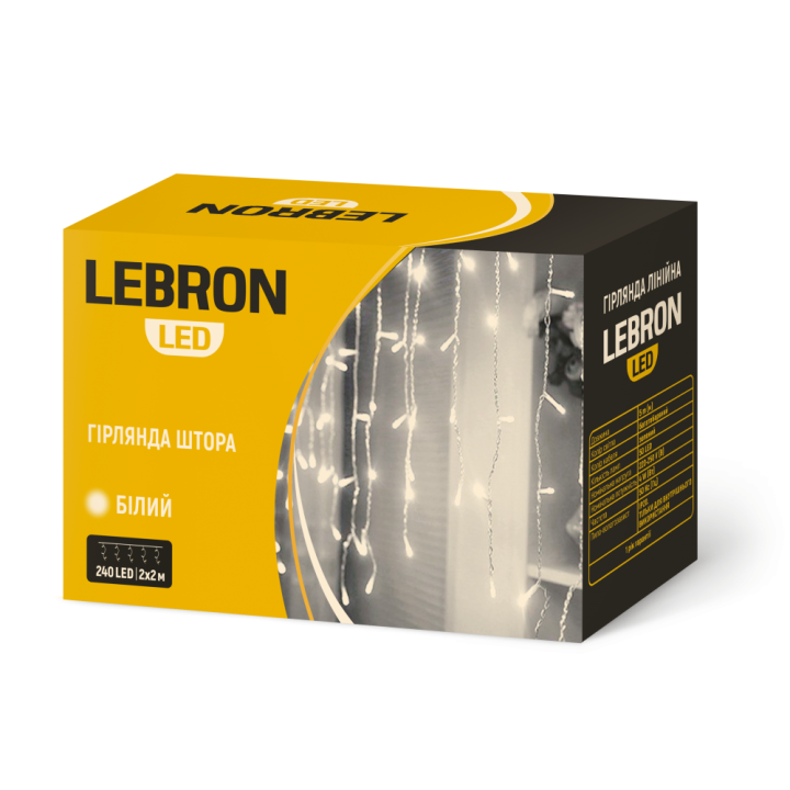 Фото Гірлянда LED Lebron Штора 2х2 м 240LED (біле світло) 15-18-74 - Магазин MASMART